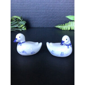 Vintage Delft Porcelain Duck Salt and Pepper Shakers